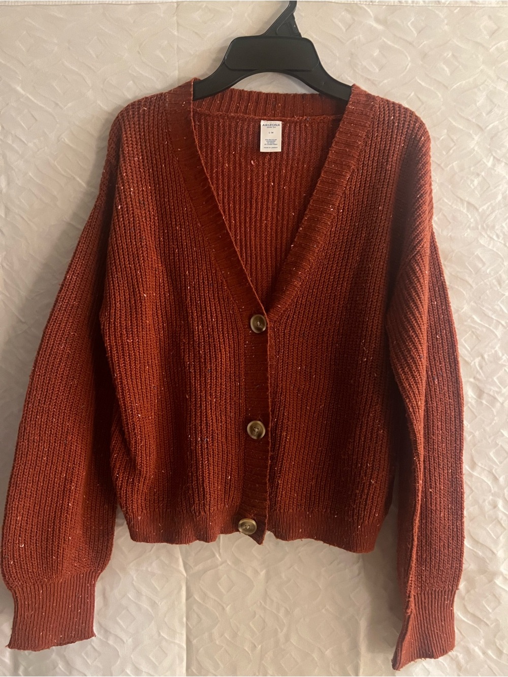 Rust Knit Button-Front Teen Girls Cardigan Sweater